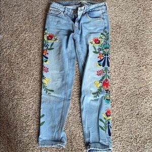 Womens Zara embroidered denim